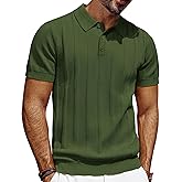 PJ PAUL JONES Mens Polo Shirts Short Sleeve Textured Knit Polo Shirt Ribbed Casual Golf Shirts