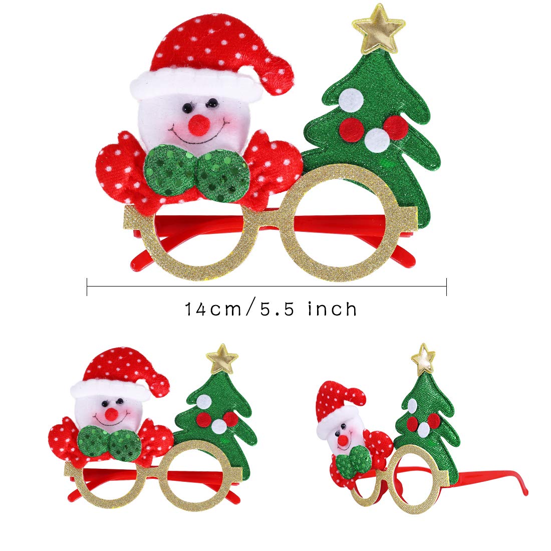 Max Fun 24pcs Christmas Glitter Party Glasses Frames with 24 Designs Decorations Accessories for Christmas Party Favors Holiday Favors (One Size Fits All)