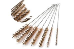 PRETWAD Tube Brush Kit 7pcs Brass Wire Tube Brushes Stainless Steel Bottle Brush Long Handle 11'' Wire Brushes for Cleaning Wire Pipe Tube Cleaner - 6mm/8mm/10mm/12mm/15mm/20mm/22mm