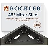 Rockler 45 Degree Table Saw Miter Sled, Standard Miter Slot Jig Tool | Miter Sled &ndash; Accurate 45&deg; Crosscuts &ndash; Table Saw Sled &ndash; Low-Friction Glide &ndash; Standard Miter Slot Fit