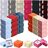Yeaqee 120 Pcs Ring Gift Boxes Bulk for Ring, Earring, Jewelry Small Jewelry Cardboard Storage with Bowknot 2" x 2" Ring Box for Weddings, Birthdays, Anniversaries, 12 Colors