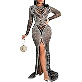 Nagfar Women Rhinestone and Sequin Birthday Party Sexy Club Night Out Holiday New Years Formal Dress