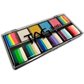TAG Face Paint and Body Paint Professional Rainbow Fairy Garden Palette - 8 split cakes, 4 pearl cakes (10g Each) - 1 Stroke Raibow and Vibrant SFX Makeup for Halloween, Cosplay, Festivals &amp; Events.