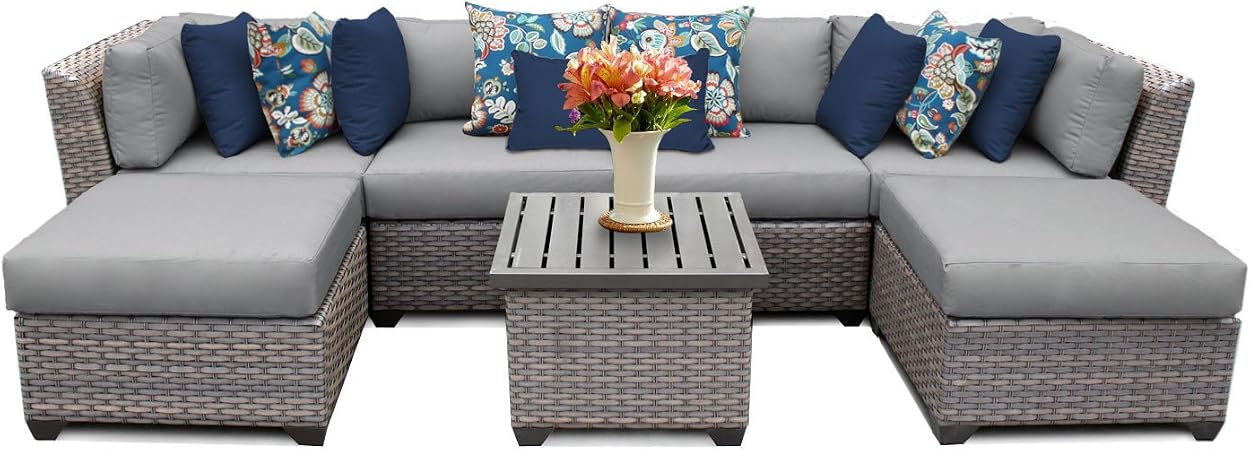Amazon Com Tk Classics Florence 07a Florence 7 Piece Outdoor Wicker Patio Furniture Set Garden Outdoor