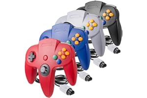 4 Pack Classic 64 Controller, suily Game pad Joystick for 64 - Plug & Play (Non PC USB Version) (Black/Gray/Red/Blue)