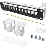 Enmane 12 Port Blank Keystone Patch Panel Wall Mount 10inch with 89D Bracket Ethernet Patch Panel