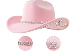 Jastore Kids Girls Boys Bling Rhinestone Western Cowgirl Hat Sparkly Star Disco Cowboy Hat