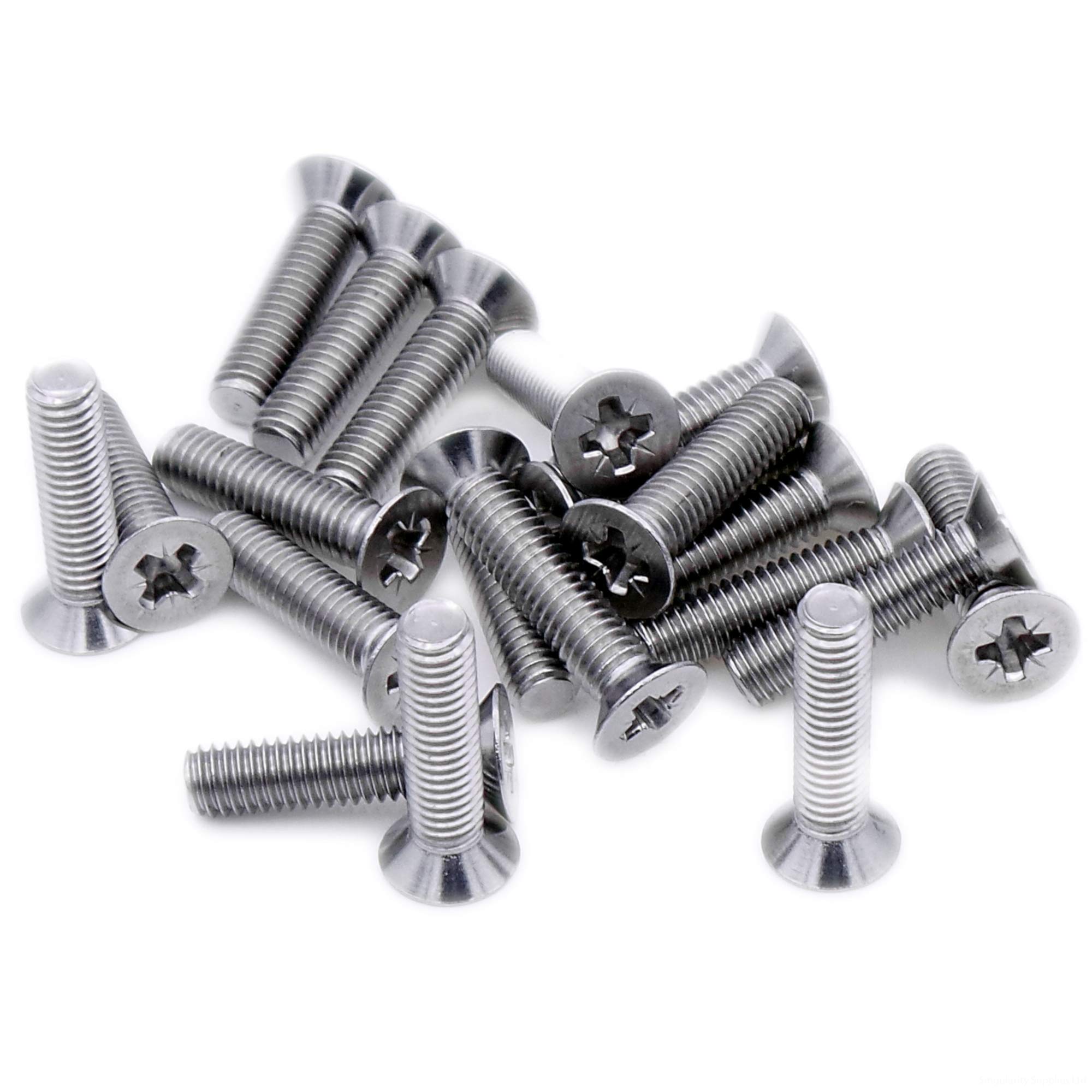 M4 (4mm x 14mm) Pozi Countersunk Machine Screw (Bolt) - Stainless Steel (A2) (Pack of 20)