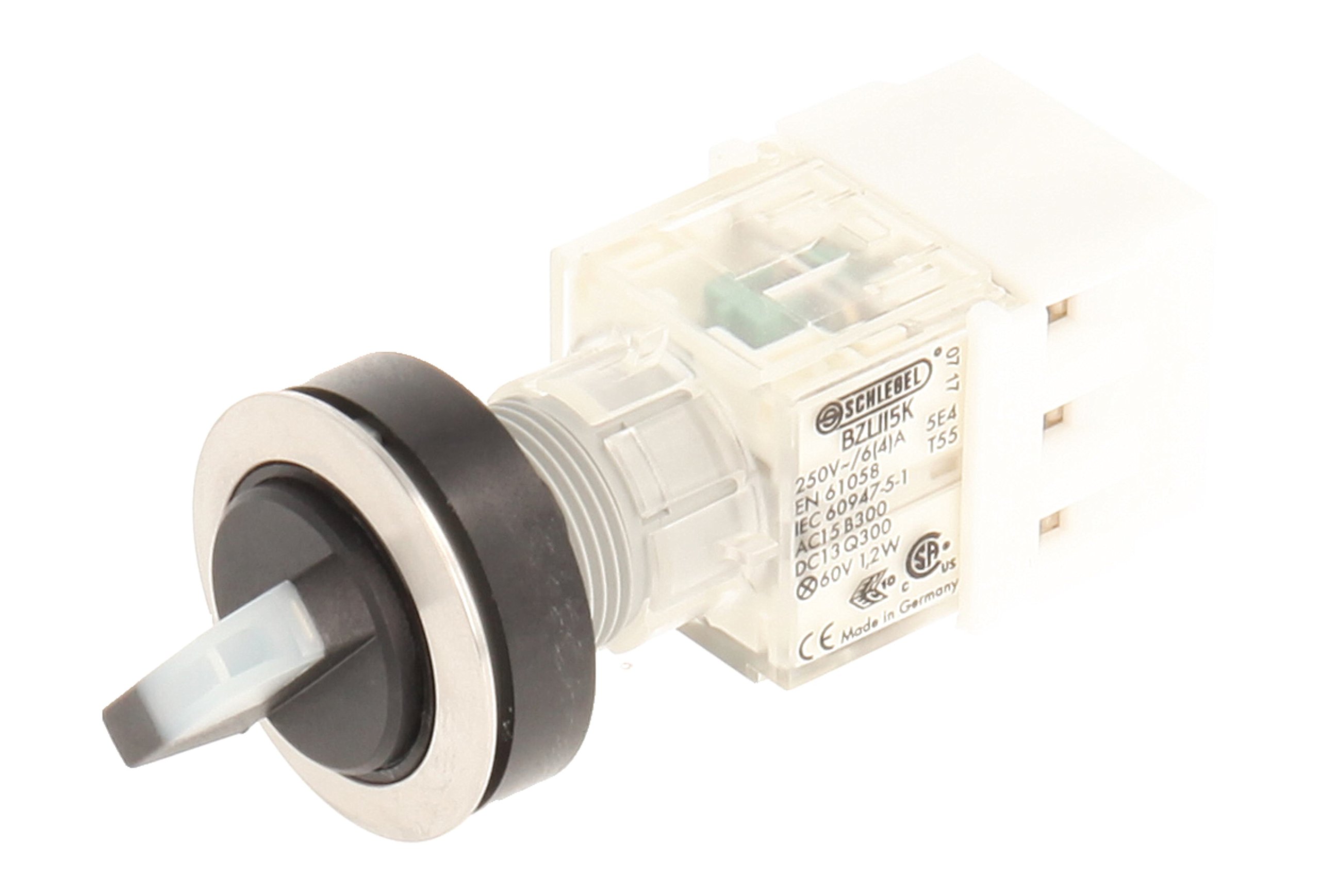 Club Selector, rastend, Stainless Steel, 23.001.301 2 Positions Momentary Contact Transmitter 2 Contacts with Bulb Holder t5,5 K, LED 24 V, SCREW, Plain (Pack of 2)