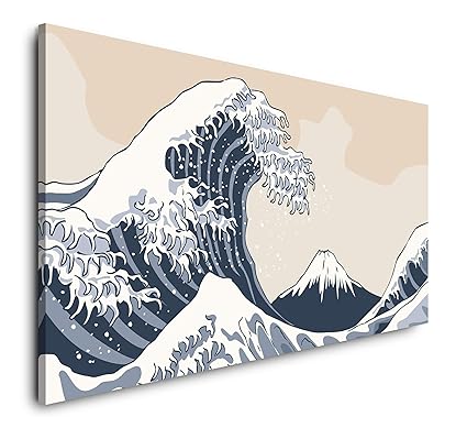 Paul Sinus Art Japanisches Gemälde 120x 60cm Panorama Leinwand Bild XXL Format Wandbilder Wohnzimmer Wohnung Deko Kunstdrucke