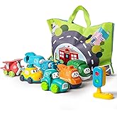 ALASOU 8 PCS Baby Cranes Car Toys with Playmat/Storage Bag|1st Birthday Gifts for Toddler Toys Age 1-2|Baby Toys for 1 2 Year