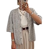 Arssm Women's Knitted Crop Cardigan Y2k Short Sleeve Button Down Cardigan Shirt Ribbed Knit Solid Color Lightweight Outwear