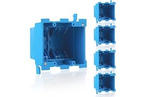 5 Pack 2 Gang Old Work Retrofit Standard Switch/Outlet Wall Electrical Box, 25 Cu.in. PVC 2 Gang Junction Box, 4-1/4-Inch Len