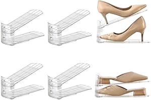 Uni HIMO Shoe Stackers with Three Adjustable Levels,pace Saving,4.5 * 10.7inch (Clear,6pack)