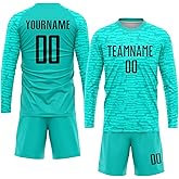 LTOCMKIY Custom Long Sleeve Soccer Jersey Men Women Youth Kids Personalized Soccer Shirts and Shorts Printed Name Number Logo