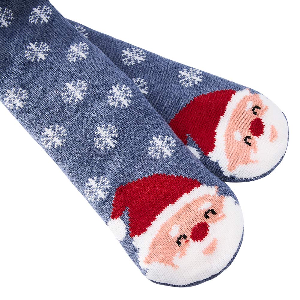 Spreadhoodie Hüttenschuhe Socken für Herren Damen Bunte Warme Kuschelsocken Wintersocken Weihnachtsmann Weihnachten mit Anti Rutsch Noppen Blau