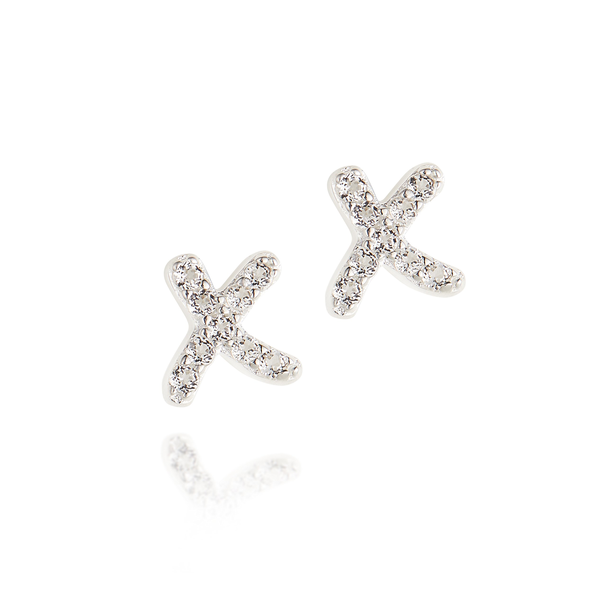 Molly Brown London Hypoallergenic Sterling Silver Loves First Kiss Stud Earrings with Pavé White Topaz. Ideal for Birthday Gifts for Girls, Flower Girl and Bridesmaid Gifts