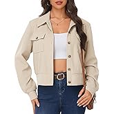 Simlakey Women Cropped Corduroy Shacket Casual Button Down Jacket Long Sleeve Fashion 2025 Trendy Collared Outfit Fall Winter