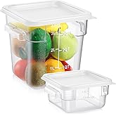 FoldTier 2 Pieces Square Food Storage Containers Polycarbonate Clear food Container with Lid Commercial Storage with Graduations for Commercial Kitchen Dough Marinating Meat (White,2 Qt,4 Qt)
