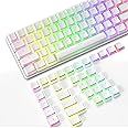 108 Key Double Shot PBT Pudding Keycaps with Translucent Layer Keycap Puller for Standard Full 104Key Compact 61Key/68Key/87Key/96Key Mechanical Keyboard MX Switch DIY Keycap(White Keycaps)