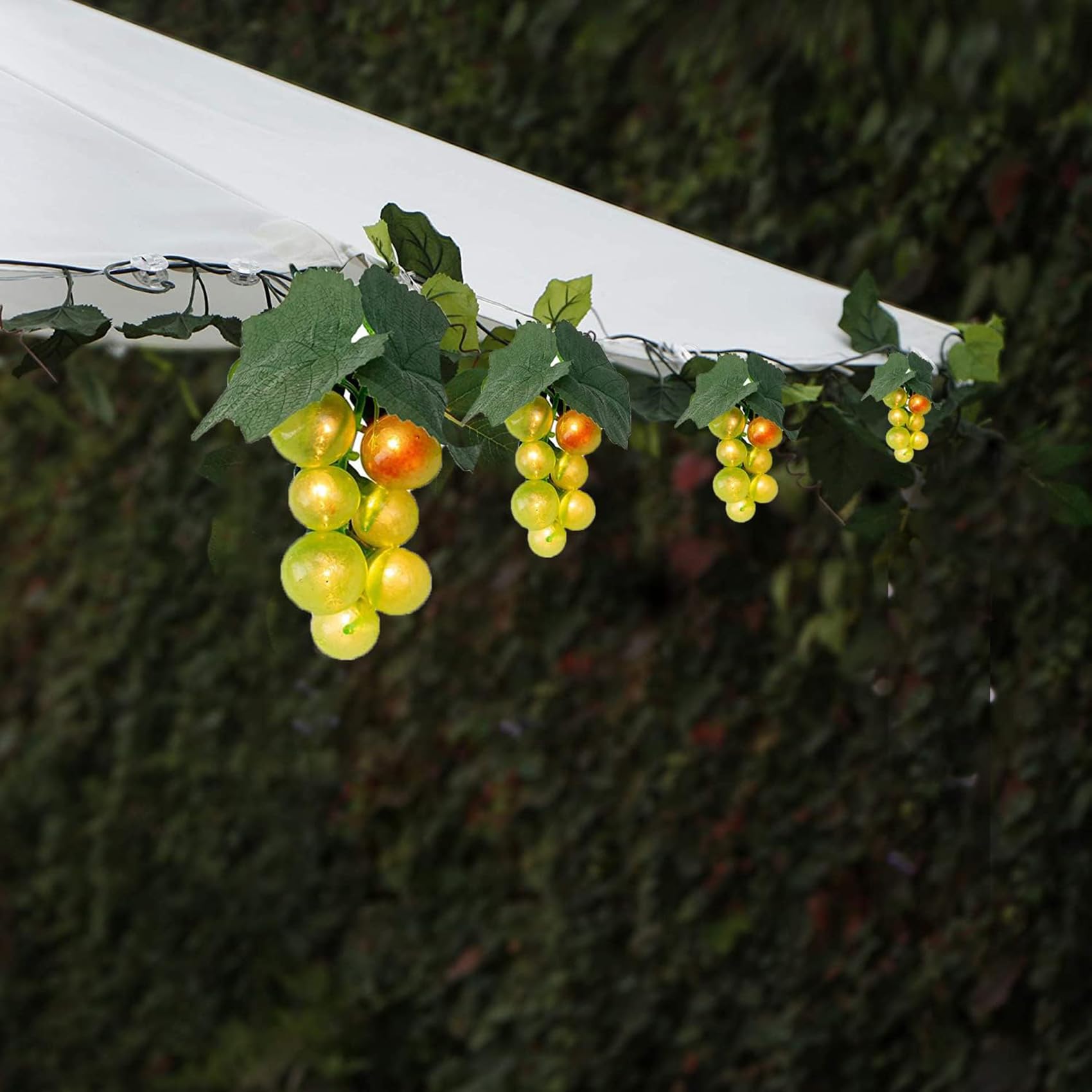 DINOWIN Solar String Lights Outdoor, Garden Fairy Lights with 80 LED, 8 Bunches Fake Grapes Artificial Grapes Hanging Garland Fairy Light for Home Wedding Party Cabinet (Green)