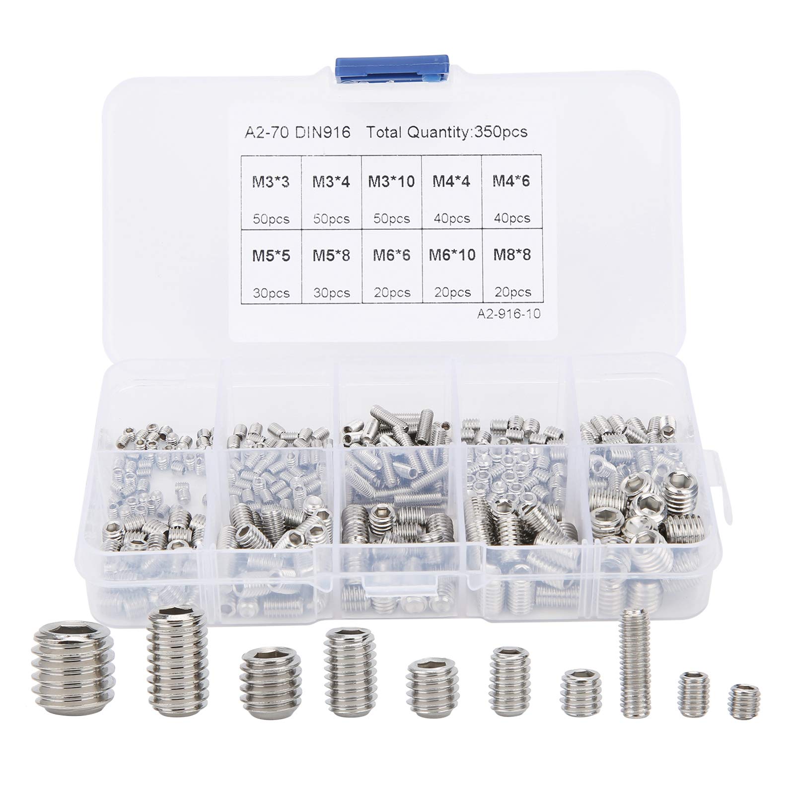 350Pcs Threaded Inserts Nuts, 304 Stainless Steel Threaded Inserts, M3 M4 M5 M6 M8 Furniture Insert Hardware, for Furniture, Wood