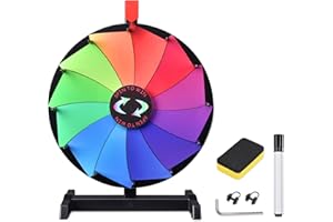 WinSpin 15 Inch Heavy Duty Prize Wheel - 12 Slots Tabletop Roulette Wheel with Dry Erase Marker - Carnival Games Spinner for Trade Shows, Parties and Outdoor Events