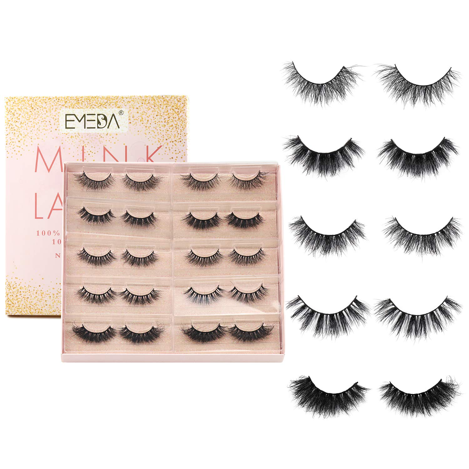 Amazon Com 5 Style 6d Mink Lashes Bulk 10 Pairs 12 16mm Lashes Mink Natural Look 100 Siberian Lashes Mink Wholesale Reusable Real Mink Eyelashes Best Strip Lashes Natural Fake Eyelashes By Emeda Beauty