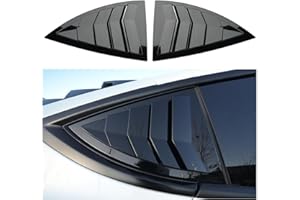 WildWell Rear Side Window Louvers for Tesla Model Y 2020-2024 Side Window Louver Air Vent Scoop Sunshade Louver Covers Glossy Black