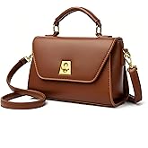 Classic Medium Crossbody Bag for Women, Vegan Leather Satchel Purse with Gold-Tone Hardware, Elegant Top-Handle Shoulder Bag