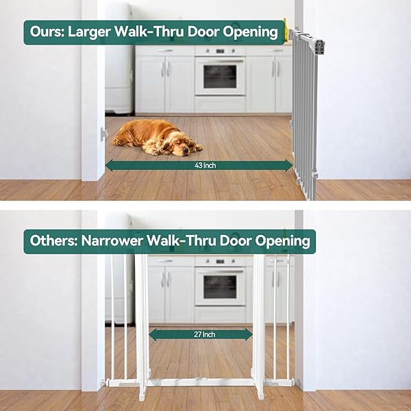 BABELIO BABY GATE FOR STAIRS, KITCHEN & DOORWAYS, 26-43″ W 28″ H NO BOTTOM BAR| EASY INSTALLATION| ONE-HANDED OPERATION| AUTO-CLOSE| HARDWARE MOUNT (DRILL NEEDED) SAFETY DOG/PET GATE INDOOR (GREY)