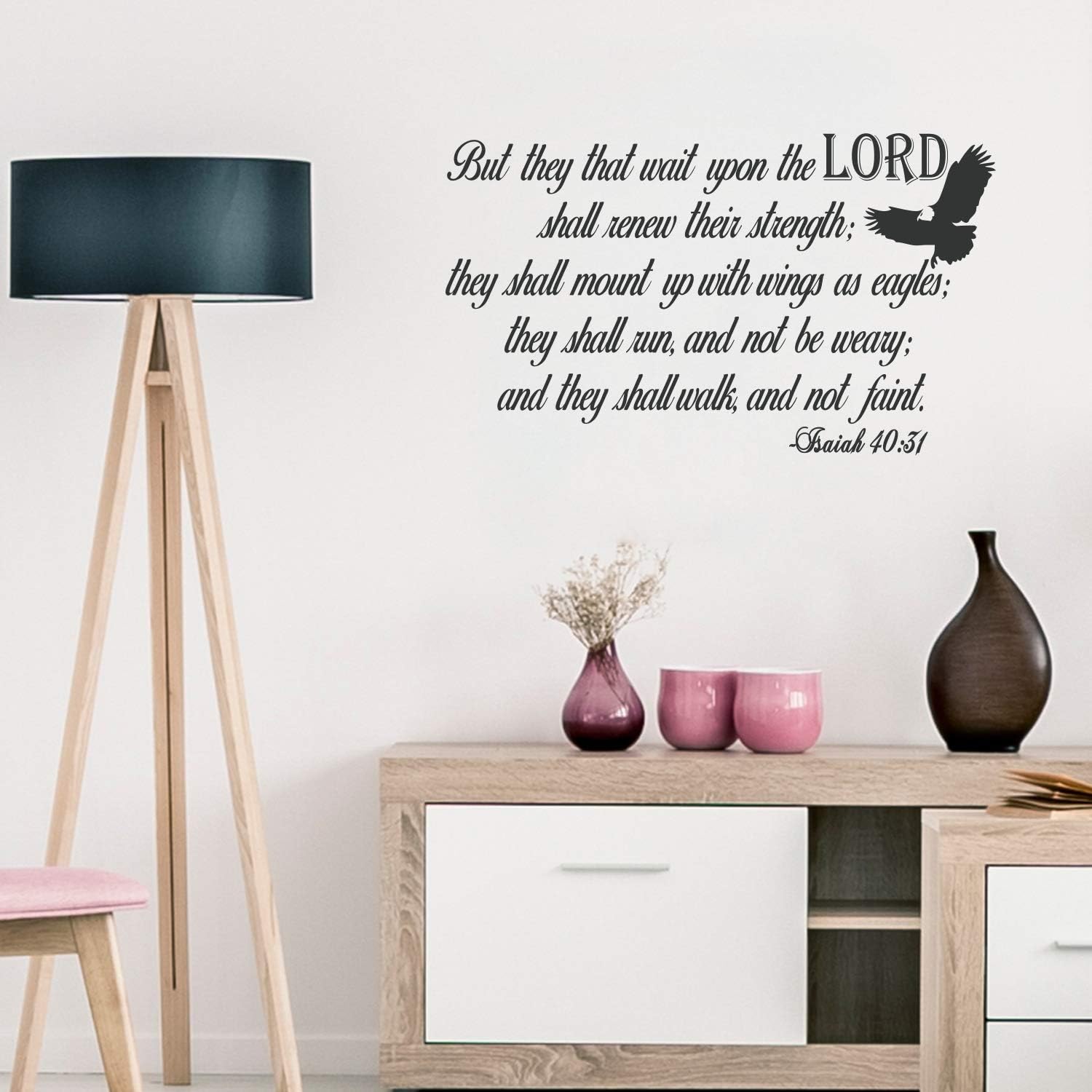 Vinyl Wall Art Decal - Isaiah 40:31-17.5" x 30" - Religious Bible Verse Quote Sticker for Bedroom Living Room Kids Room Office Church Decor