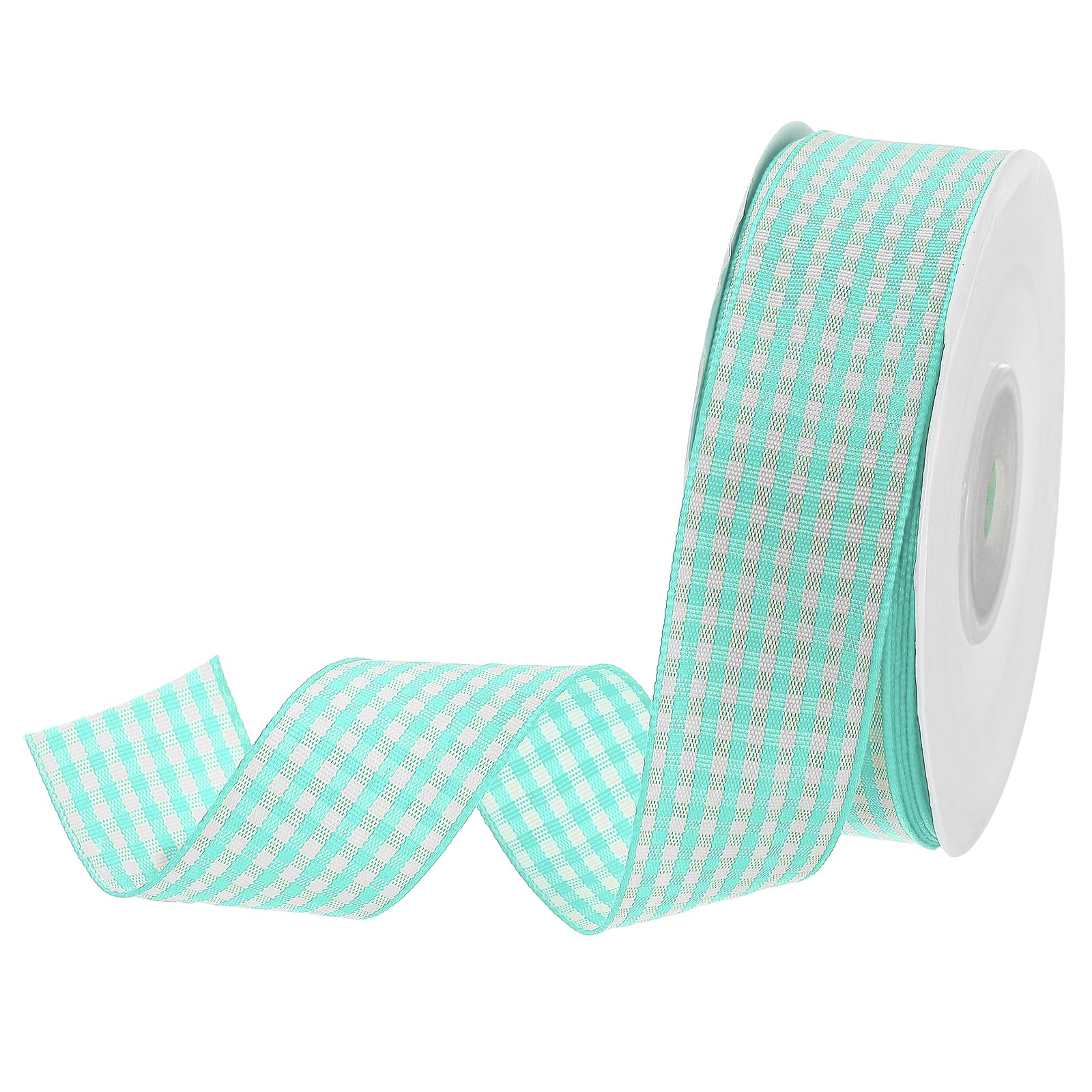 DMiotech 1 Inch 25 Yards Gingham Ribbon, Checkered Ribbon Plaid Ribbon for Gift Wrapping Decoration Art Craft DIY, Fluorescent Light Green — image 1