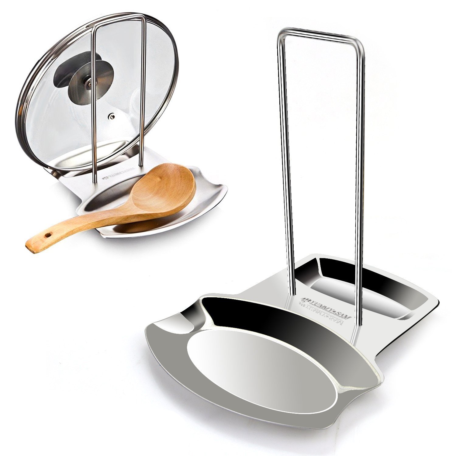 Photo 1 of Yummy Sam Pot Lid Holder and Spoon Rest, Stainless Steel Utensils Lid Spoon Holder Ladle Rest Pot Lid Rack Shelf Stand Holder Multifunctional Storage Rack Stove Organizer (Silver)