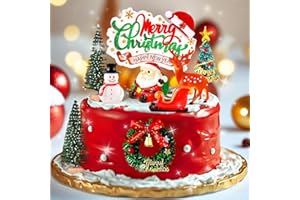 JeVenis 8 Pack Santa Claus Merry Christmas Cake Toppers Snowman Deer Christmas Tree Cake Topper Picks for Merry Theme Holiday Party Decorations (RED1)
