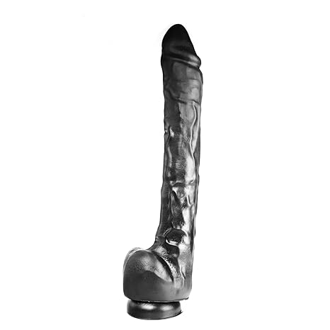 Dildorama 515 Modell S20B - 14,5 Zoll (37 x 4,4 cm) - sehr naturgetreuer Dildo, schwarz, mit Hoden, Adern und Saugnapf, phtal