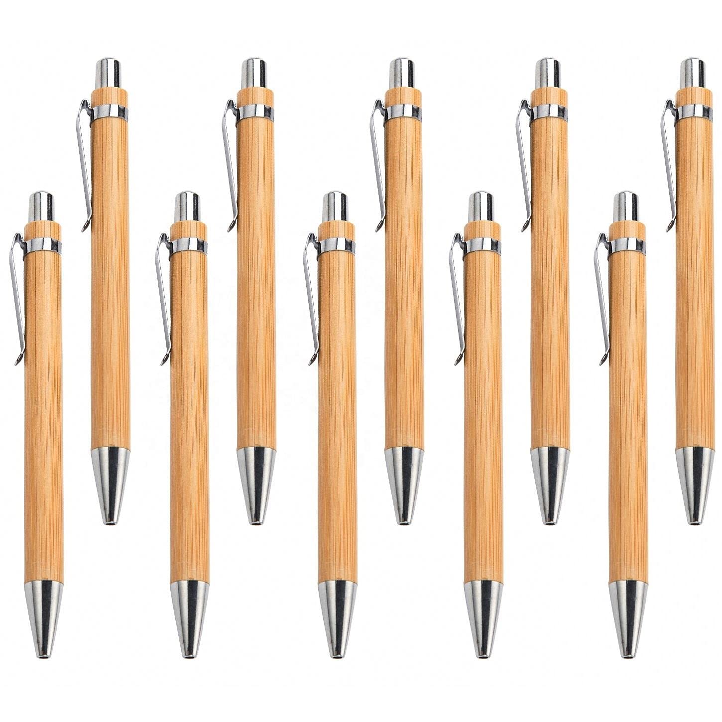 Liitata Bamboo Wood Ballpoint Pen Wooden Ballpoint Pen Bamboo Wood Writing Instrument for Students Colleagues Friends - 10 PCS, Gold,Black