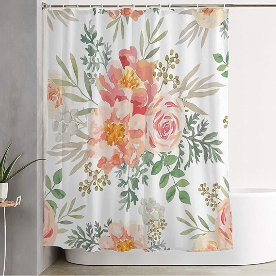 N\A Duschvorhang Rosa Blumen Rosen Mode Pfingstrosen Khaki Rose