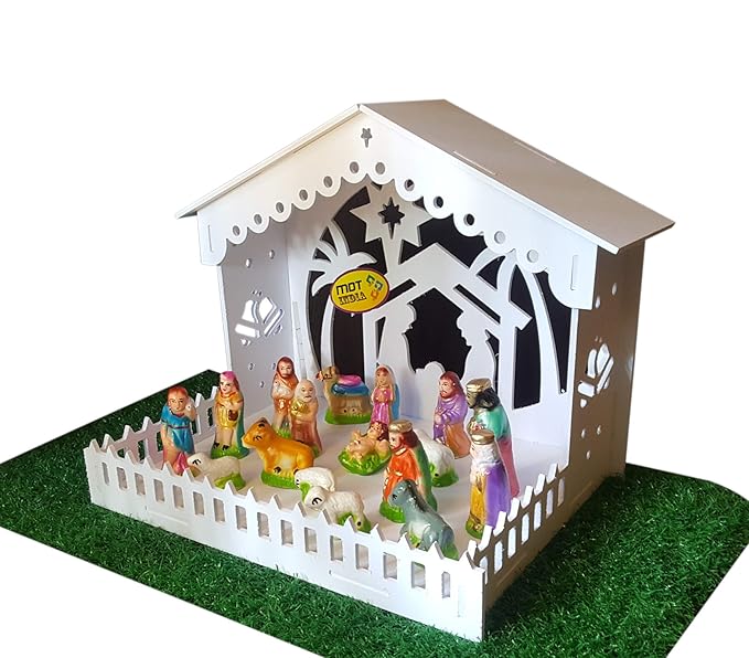 Buy MDT India DIY Christmas Crib House for Xmas Decoration Stable