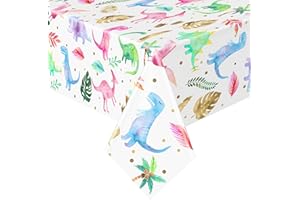 HaPiBiDesign Girl Dinosaur Birthday Party Tablecloth - Pink Dinosaur Plastic Disposable Table Cover - Girl Dinosaur Party Supplies (3, 54'' x 108'')