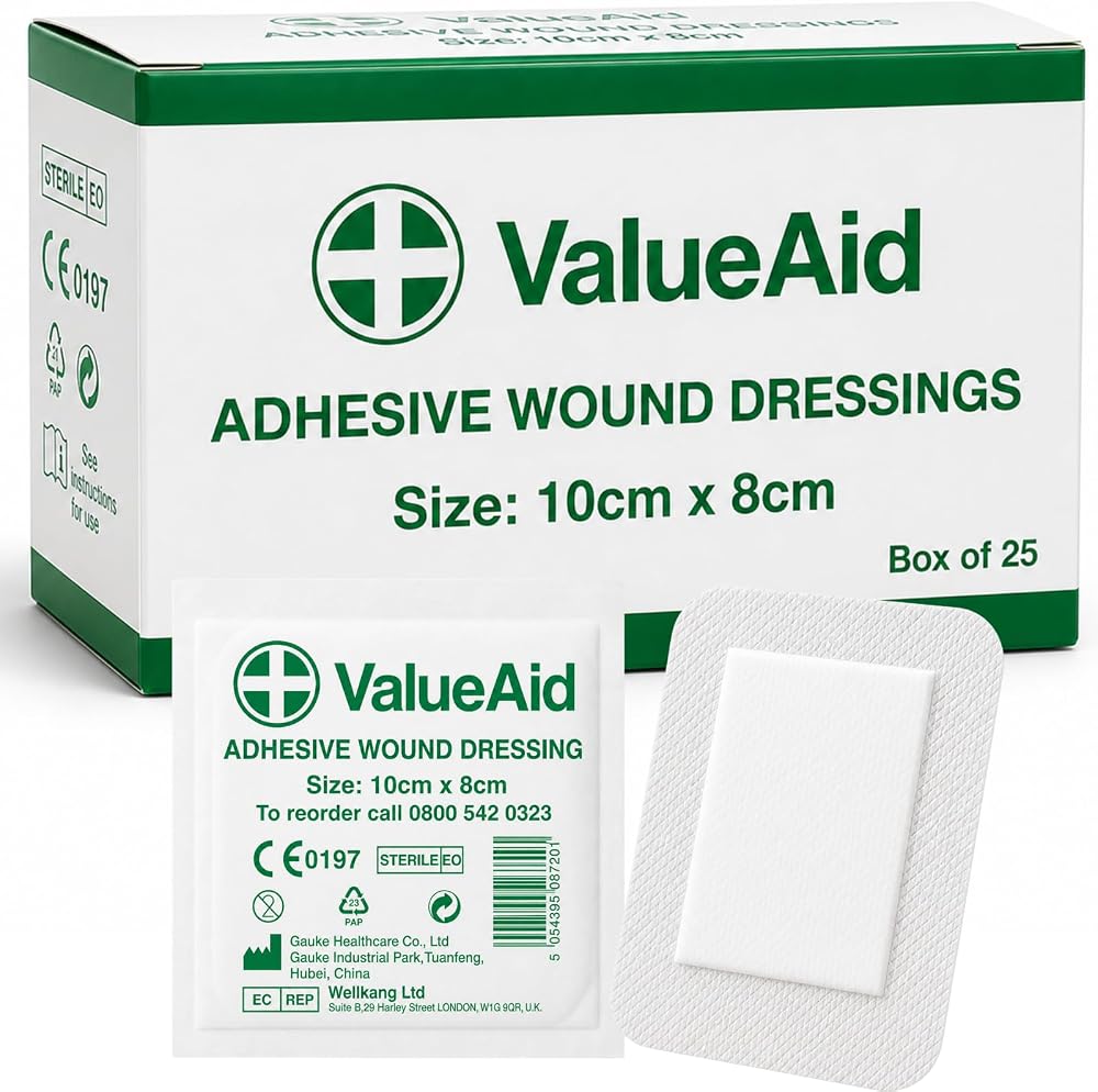 Value Aid Adhesive Wound Dressings 10cm x 8cm Box of 25