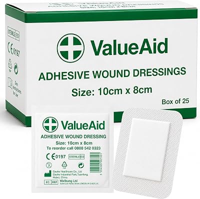 Value Aid Adhesive Wound Dressings 10cm x 8cm Box of 25