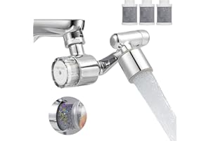 PURE TAKE Water Filter for Sink Faucet,1080° Rotating Tap Extender, Remove Chlorine, Taste,Odor More Than 99% Relieve Dry, Rough&Itchy Senstive Skin for Bathroom Face Wash (3pcs Filter Replacements)