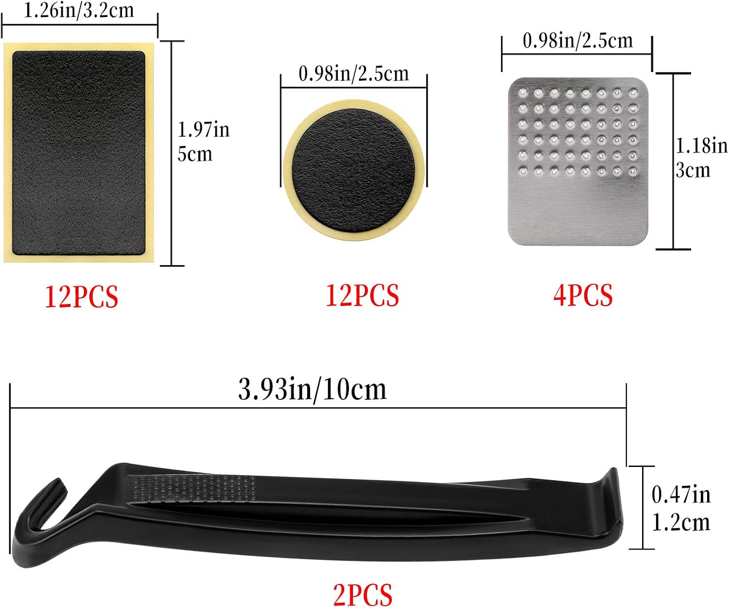 SAVITA 30Pcs Bike Tire Patch Repair Kit, Bicycle Motorcycle Tire Glueless Self-Adhesive Patches with Metal Rasps - Image 3