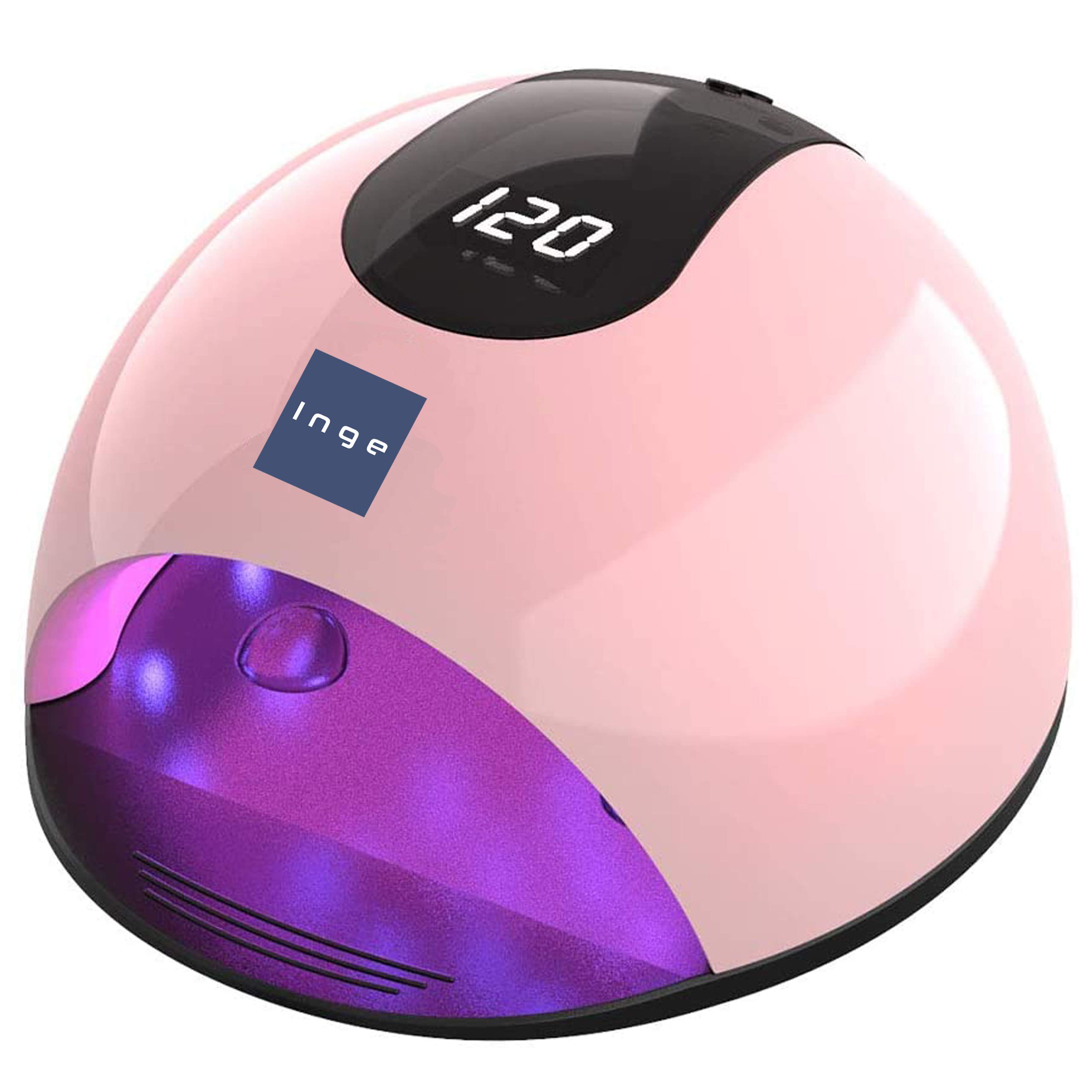 Inge UV LED Nail Lamp 120W, Fast Gel Nail Dryer with Auto Sensor, 3 Timers, Professional Nail Curing Light for Home and Salon, Quick Cure Manicure Pedicure Lamp, Pink
