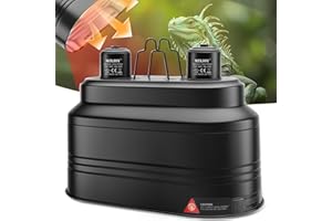 MIXJOY Dual Reptile Light Fixture, Max 160W Each Heat Lamp Fixture with Separate Switches, Fits Reptile Light/Heat Lamp/UVB Light for Lizards, Turtles, Snakes, and Amphibians