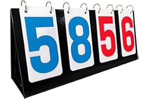 SUNIVOLSY Scoreboard, 4 Digits Portable Score Keeper Counter Flipper for Football Basketball Tennis