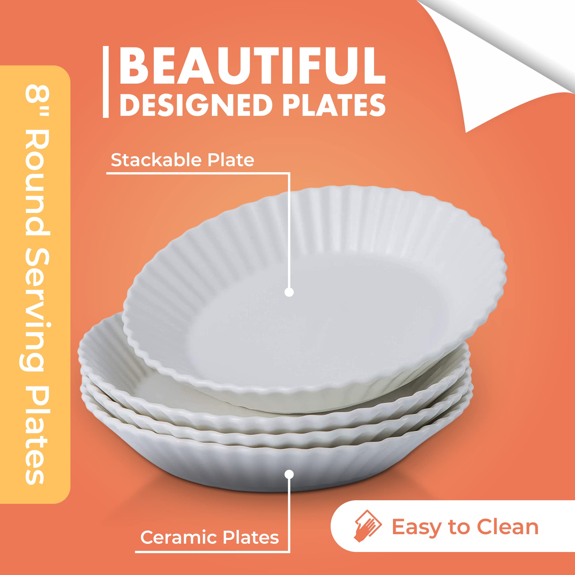 Dinner Plates Plate Set of 4 Elegant Matte 8