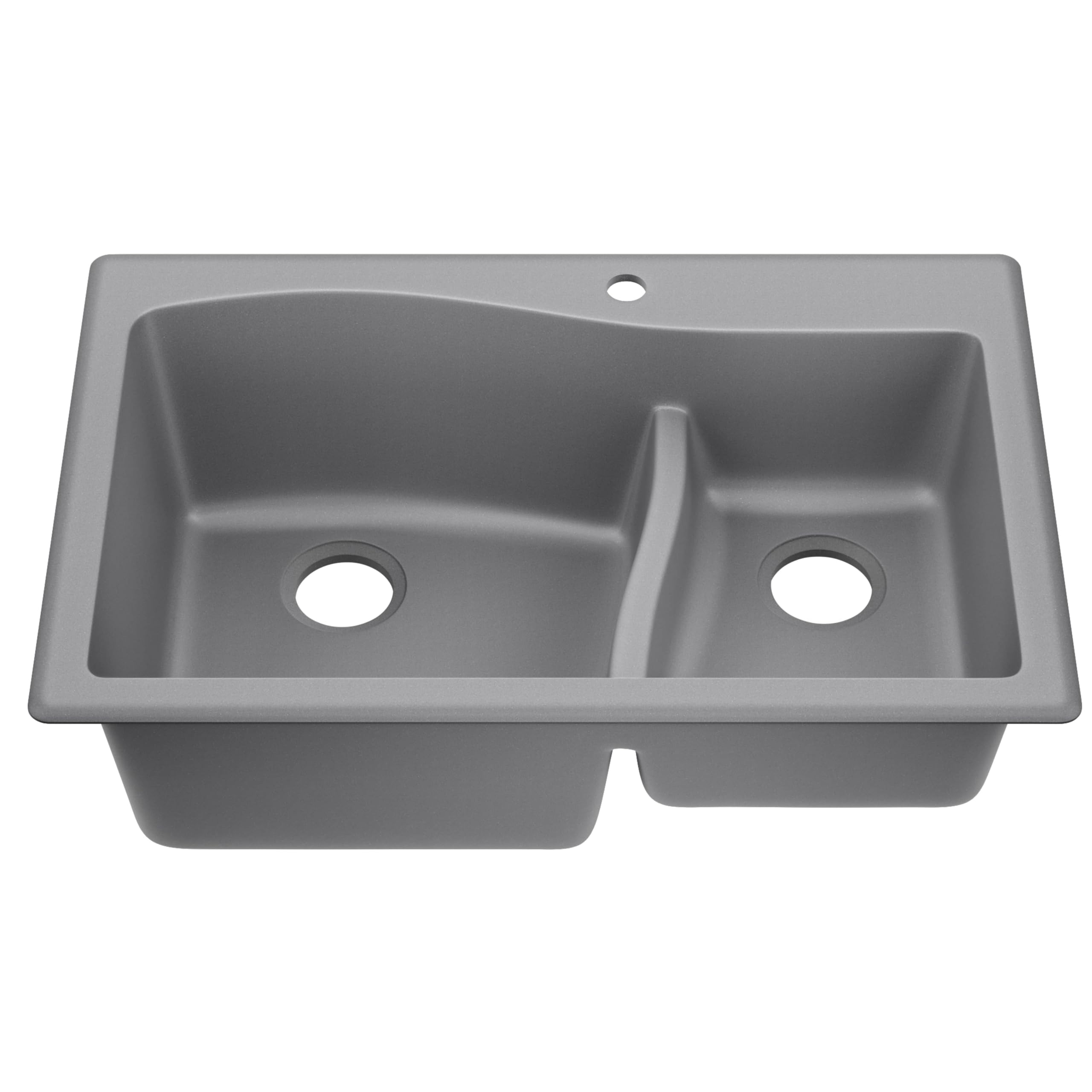 Photo 1 of ******FOR PARTS ONLY/NON-FUNCTIONAL******* KRAUS Quarza 33-inch Drop-In/Undermount 60/40 Double Bowl Granite Kitchen Sink in Grey, KGD-442GREY