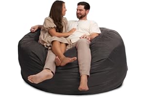 ULTIMATE SACK 6000 6-Foot Bean Bag Chair, Grey Suede Cover – Oversized Foam Lounger, Floor Seat, Small Sofa, or Couch Bed for Living Area, Gaming Room, or Reading Lounge